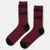 Chaussette Add Name Black Stripes on Dark Red Socks (Gauche)