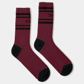 Chaussette Add Name Black Stripes on Dark Red Socks (Droite)