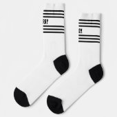 Chaussette Add TWO Names Black Stripes on White Socks (Gauche)