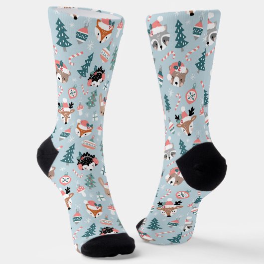 Chaussette Adorable Bois Noël Animal Visages Motif (Angulaire)