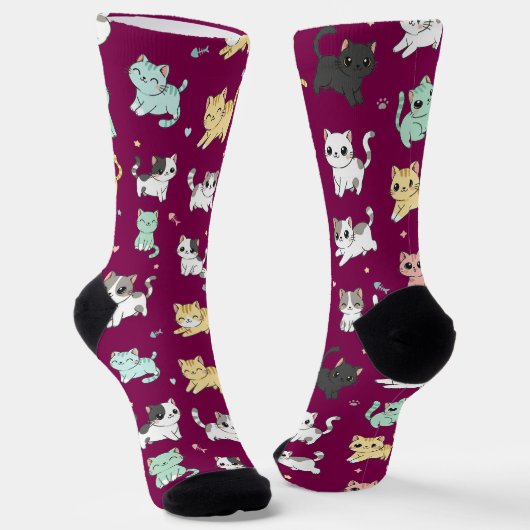 Chaussette Adorable Chats Kawaii Chaussettes Motifs (Angulaire)