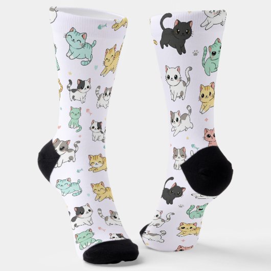 Chaussette Adorable Chats Kawaii Chaussettes Motifs (Angulaire)