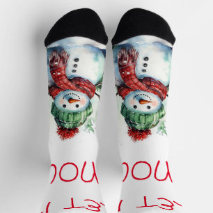 Chaussette Adorable Chaussettes d'équipage Snowman