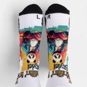 Chaussette Adorable Panda assis | Impression d'art dynamique (Haut)
