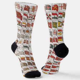 Chaussette Affiche des drapeaux nautiques antiques du monde