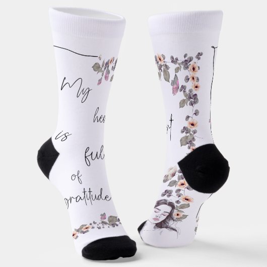 Chaussette Affirmation de gratitude. Floraison de l'état d'es (Angulaire)