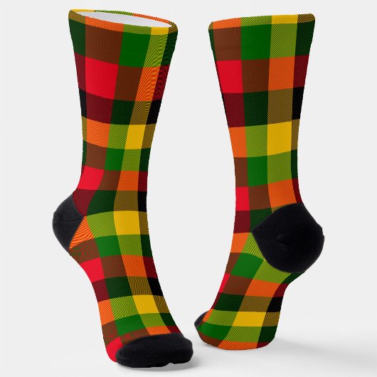 Chaussette  African Rasta Reggae Colours Plaid Pattern Design