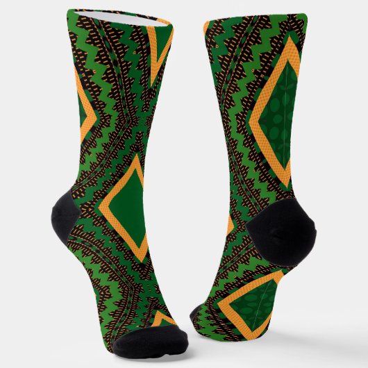 Chaussette Afro Pop Kente Green (Angulaire)