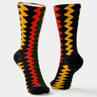 Chaussette Afro Pop Rouge Noir Or Et Vert Tribal