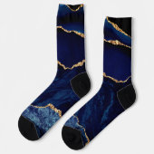 Chaussette Agate Marine Blue Gold Marble Chaussettes en pierr (Gauche)