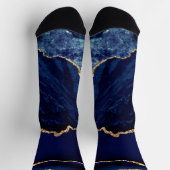 Chaussette Agate Marine Blue Gold Marble Chaussettes en pierr (Haut)