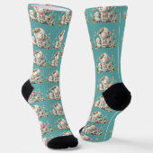 Chaussette Agneaux Mignons avec Accents Floraux et Patchwork (Angulaire)