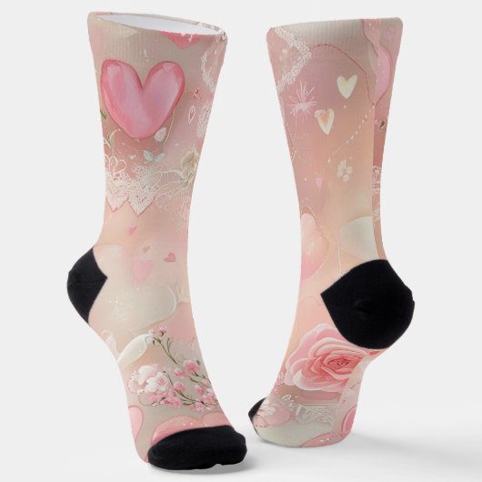 Chaussette Ailes de papier et Roses (Angulaire)