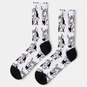 Chaussette Aimé par mon chat à motifs blancs (Gauche)