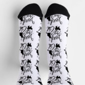 Chaussette Aimé par mon chat à motifs blancs (Haut)