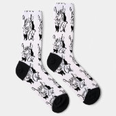 Chaussette Aimé par mon chat à motifs blancs (Droite)