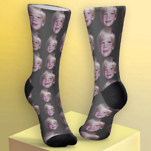 Chaussette Ajouter 1 photo de la tête flottante - gris Motif