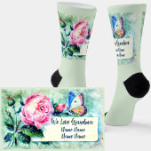 Chaussette Ajouter des noms, Grand-mère Rose Rose Floral bleu