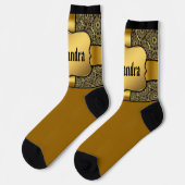 Chaussette Ajouter Nom, Bouclier d'or sur ruban d'or et look  (Gauche)