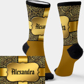 Chaussette Ajouter Nom, Bouclier d'or sur ruban d'or et look 