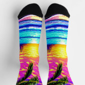 Chaussette Ajouter Nom, Coucher de soleil stylisé sur la plag (Haut)