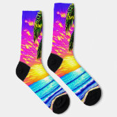 Chaussette Ajouter Nom, Coucher de soleil stylisé sur la plag (Droite)