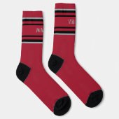Chaussette Ajouter Nom Rayures Noir & Gris sur Chaussettes Ro (Droite)