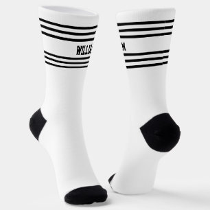 Chaussette Ajouter un nom Bandes noires sur Chaussettes blanc