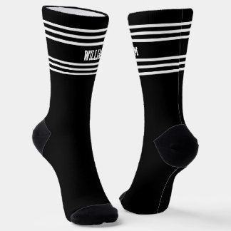 Chaussette Ajouter un nom Bandes noires sur Chaussettes blanc