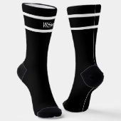 Chaussette Ajouter un nom Blancs sur Noir (Angulaire)