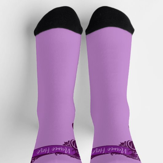 Chaussette Ajouter un nom, bordure en torse violet foncé sur  (Haut)