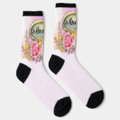 Chaussette Ajouter un nom, des Roses floraux avec une linthe  (Droite)