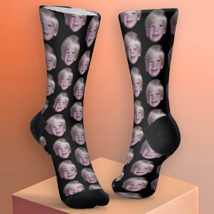 Chaussette Ajouter votre Motif photo à tête flottante - Noir