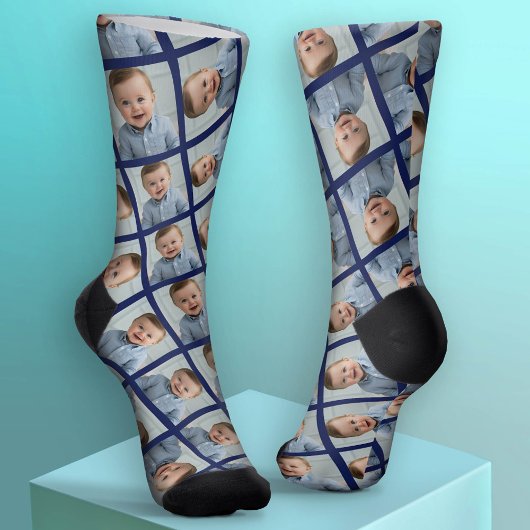 Chaussette Ajouter votre photo 1 pour faire un Motif - Bleu