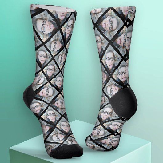 Chaussette Ajouter votre photo 1 pour faire un Motif - Noir