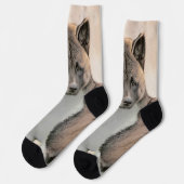 Chaussette Akita Peinture - Cute Original Chien Art (Gauche)