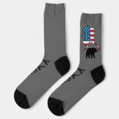 Chaussette Alaska et silhouette d'ours, drapeau américain (Gauche)