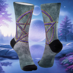 Chaussette Alchimie des pierres gemmes : Pentagram d'améthyst