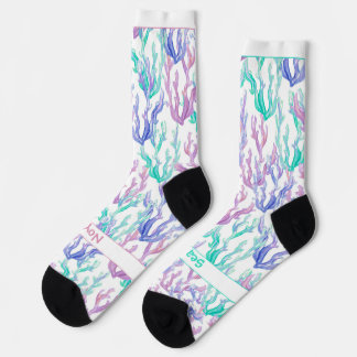 Chaussette Algues colorées, texte sur fond blanc