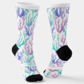 Chaussette Algues colorées, texte sur fond blanc (Angulaire)
