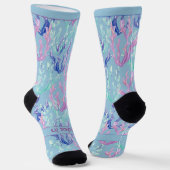 Chaussette Algues colorées, Texte sur fond bleu (Angulaire)