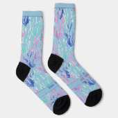 Chaussette Algues colorées, Texte sur fond bleu (Droite)