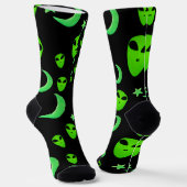 Chaussette Aliens brillants, lune de croissant et étoiles sur (Angulaire)