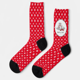 Chaussette Allons-y ! (marcher) Chien maltais avec Mousse en