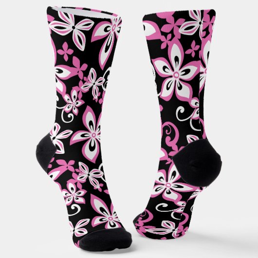 CHAUSSETTE ALOHA HAWAII (NOIR/ROSE) (Angulaire)