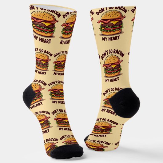 Chaussette Amusant Pun Alimentaire Bacon Lover Cheeseburger D (Angulaire)