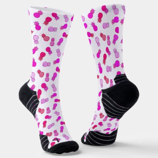 Chaussette Ananas roses et rouges modernes (Angulaire)