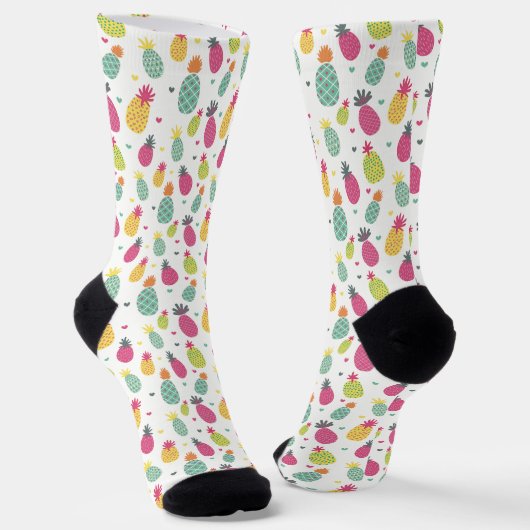 Chaussette Ananas tropical et Motif cardiaque (Angulaire)