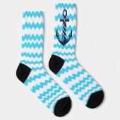Chaussette Ancre bleue avec des vagues bleues (Droite)