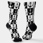 Chaussette Ancre de À damiers en noir et blanc (Angulaire)
